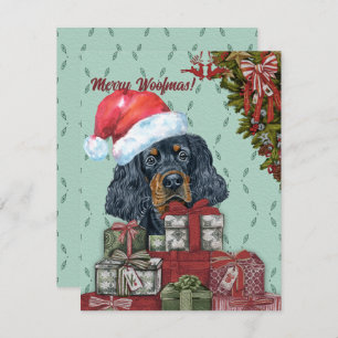 Frohe Wölfe! Gordon Setter Weihnachtsmannmütze Wei Mitteilungskarte