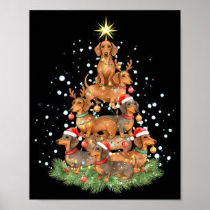 Frohe Wolfmas Pfotenfeiertage Dachshund Baum Aquar Poster