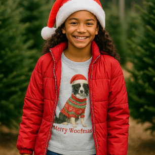 Frohe Woofmas Border Collie Weihnachten T-Shirt