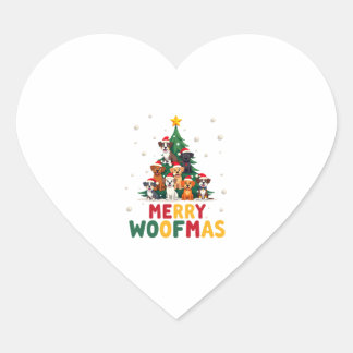 Frohe Woofmas - Frohe Weihnachten für Hunde Liebha Herz-Aufkleber