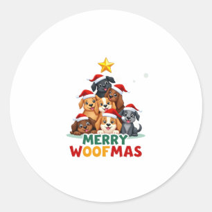 Frohe Woofmas - Frohe Weihnachten für Hunde Liebha Runder Aufkleber