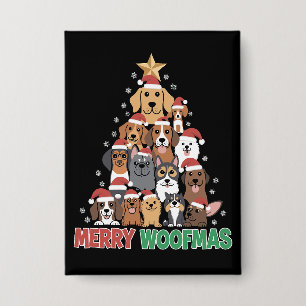 Frohe Woofmas Frohe Weihnachten Hunde Liebhaber  Button