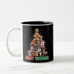 Frohe Woofmas Frohe Weihnachten Hunde Liebhaber Zweifarbige Tasse