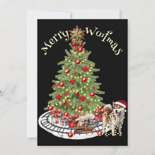 Frohe Woofmas Hunde-Design - Akita Feiertagskarte