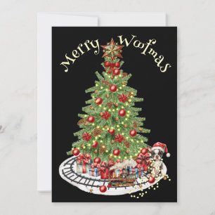 Frohe Woofmas Hunde-Design - Boston Terrier Feiertagskarte