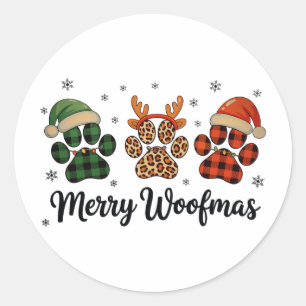 Frohe Woofmas Hundepfoten Weihnachten Süße Xmas Li Runder Aufkleber