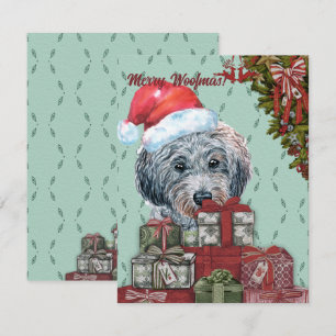 Frohe Woofmas! Lustige Pudel-Santa-Mütze Weihnacht Mitteilungskarte