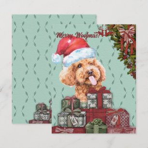 Frohe Woofmas! Lustige Pudel-Santa-Mütze Weihnacht Mitteilungskarte