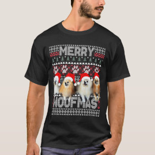 Frohe Woofmas Niedlicher Spitz und Havanese mit SA T-Shirt