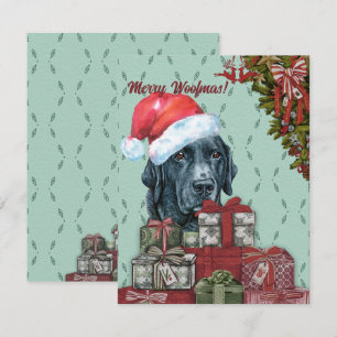 Frohe Woofmas! Schwarz Labrador Retriever Weihnach Mitteilungskarte