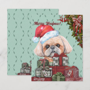 Frohe Woofmas! Shih Tzu Nikolausmütze Weihnachtsge Mitteilungskarte
