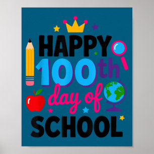 Frohen 100. Schultag 100 Tage schlauer Lehrer Poster