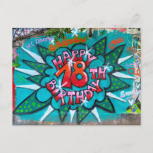 Frohen 18. Geburtstag Graffiti Postkarte