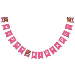FROHEN 18 GEBURTSTAG Pink Comic Buch Pop Art Wimpelkette