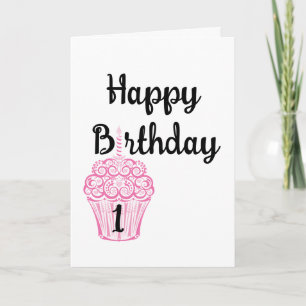 Frohen 1. Geburtstag rosa Cupcake Karte