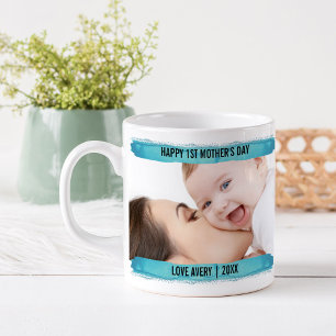 Frohen 1. Muttertag 2 Foto Aqua Pinselstrich Kaffeetasse