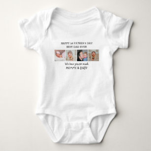 Frohen 1. Vatertag Daddy 4 Foto Collage Baby Strampler