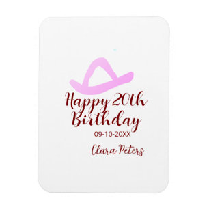 Frohen 20. Geburtstag rosa Cowboy Mädchen Name Dat Magnet