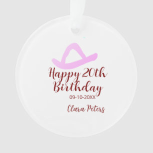 Frohen 20. Geburtstag rosa Cowboy Mädchen Name Dat Ornament