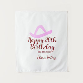 Frohen 20. Geburtstag rosa Cowboy Mädchen Name Dat Wandteppich