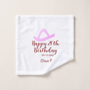 Frohen 20. Geburtstag rosa Cowboy Mädchen Name Dat Waschlappen
