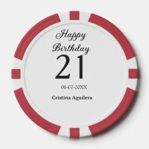 Frohen 21. Geburtstag fettschrift einfache Namen m Pokerchips