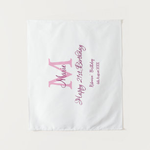 Frohen 21. Geburtstag rosa Name Monogramm modern Wandteppich