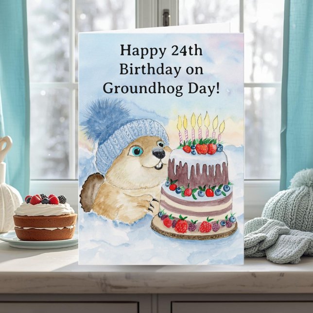  Frohen 24. Murmeltiertag-Geburtstag  Karte (Von Creator hochgeladen)