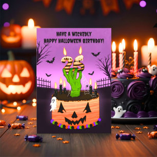 Frohen 26. Halloween-Geburtstag Gruseliger Kuchen Karte