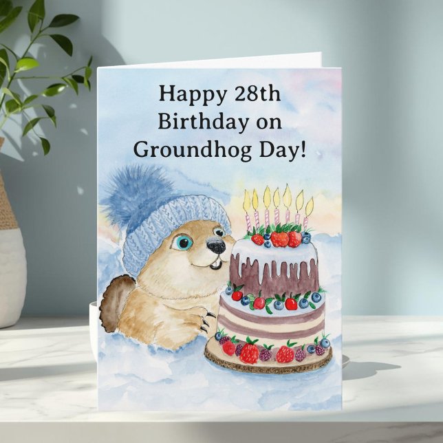  Frohen 28. Murmeltiertag-Geburtstag  Karte (Von Creator hochgeladen)