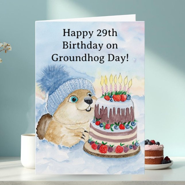  Frohen 29. Murmeltiertag-Geburtstag  Karte (Von Creator hochgeladen)