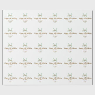 Frohen 30. Geburtstag goldgrün pastell Monogramm Geschenkpapier
