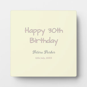 frohen 30. Geburtstag pink gelb grau pastell name Fotoplatte