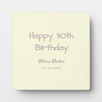 frohen 30. Geburtstag pink gelb grau pastell name Fotoplatte
