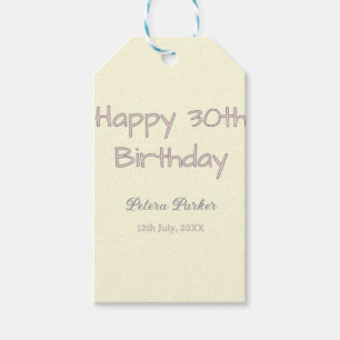 Frohen 30. Geburtstag pink gelb grau pastell name Geschenkanhänger
