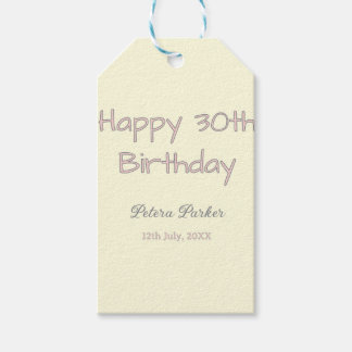 Frohen 30. Geburtstag pink gelb grau pastell name Geschenkanhänger