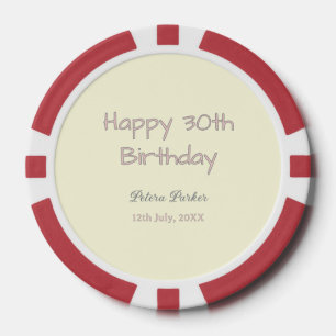 frohen 30. Geburtstag pink gelb grau pastell name  Pokerchips