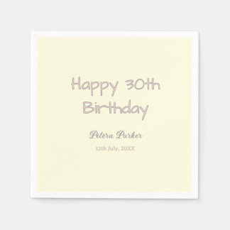 frohen 30. Geburtstag pink gelb grau pastell name Serviette