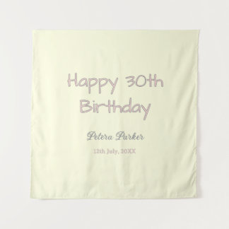 frohen 30. Geburtstag pink gelb grau pastell name Wandteppich