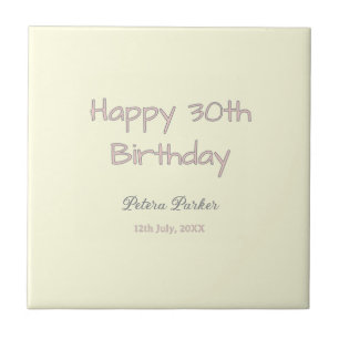 Frohen 30. Geburtstag rosa gelb grau Pastell Name  Fliese