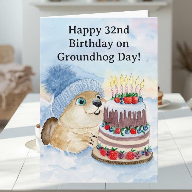  Frohen 32. Murmeltiertag-Geburtstag  Karte (Von Creator hochgeladen)