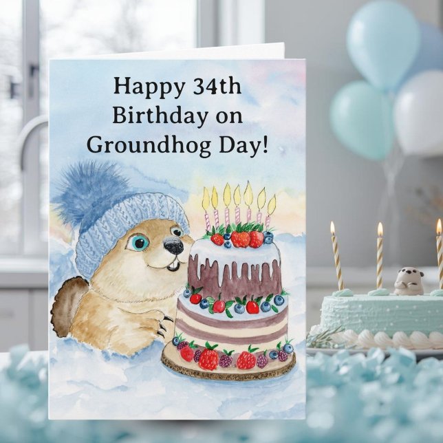 Frohen 34. Murmeltiertag-Geburtstag  Karte (Von Creator hochgeladen)
