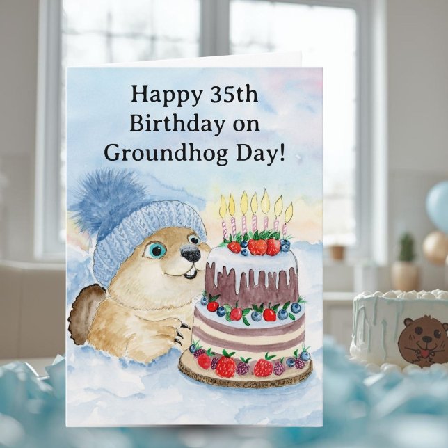  Frohen 35. Murmeltiertag-Geburtstag  Karte (Von Creator hochgeladen)