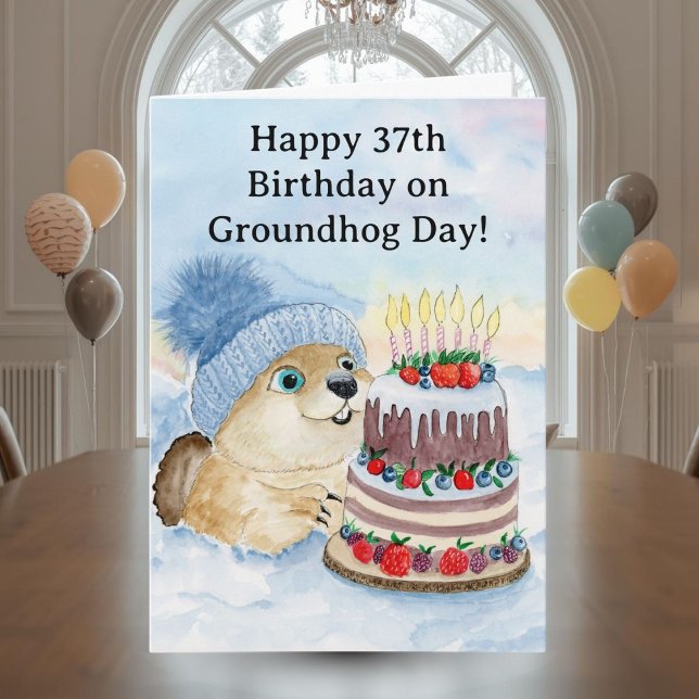  Frohen 37. Murmeltiertag-Geburtstag  Karte (Von Creator hochgeladen)
