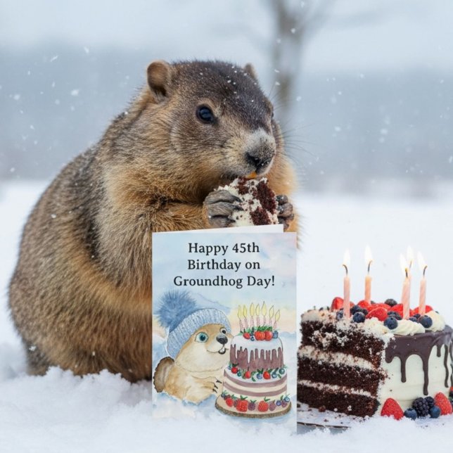  Frohen 45. Murmeltiertag-Geburtstag  Karte (Von Creator hochgeladen)