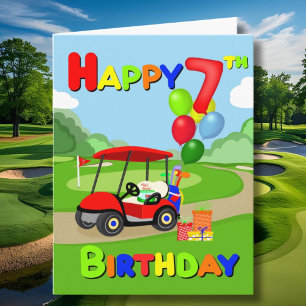 Frohen 7. Geburtstag Red Boys Golf Karte