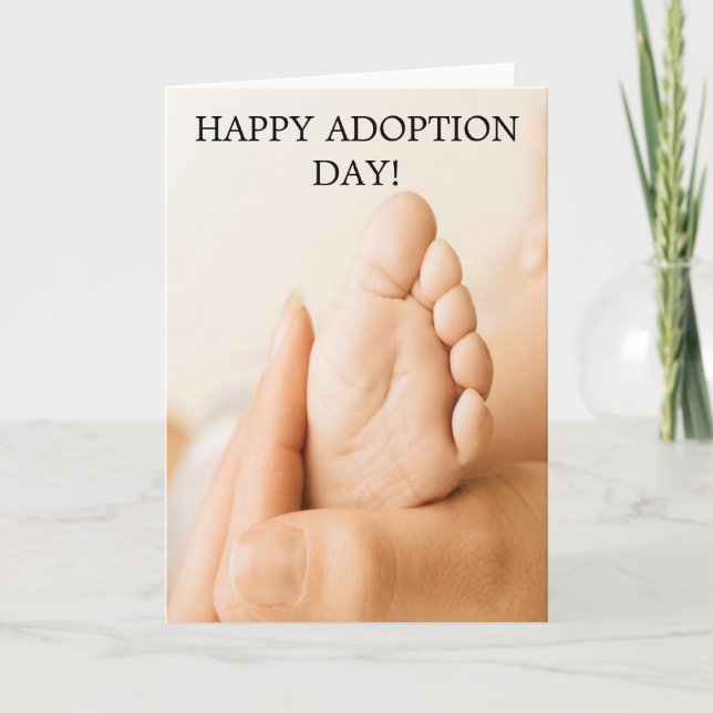 FROHEN ADOPTIONSTAG! Babyfuß Karte (Vorderseite)