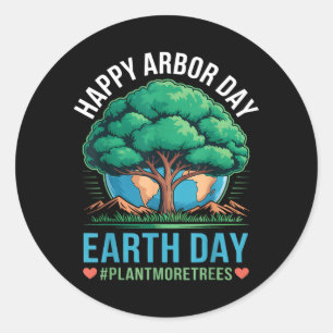 Frohen Arbor Day Erdentag Pflanze Mehr Bäume Baum Runder Aufkleber