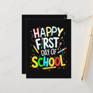 Frohen ersten Schultag Feiertagspostkarte