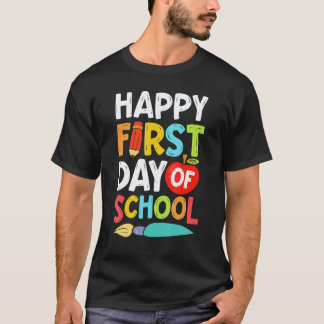 Frohen ersten Schultag  Männer Frauen Lehrer Stud T-Shirt